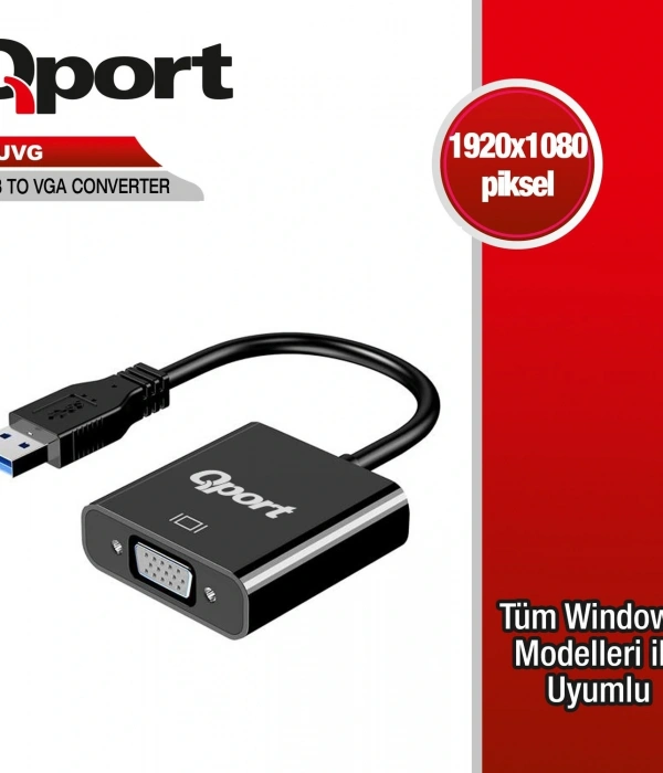 QPORT Q-UVG USB 3.0 TO VGA ÇEVİRİCİ