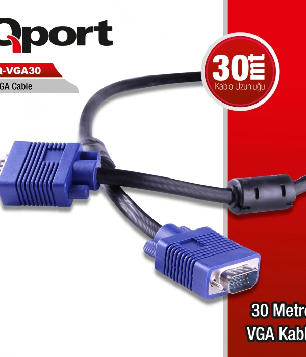 QPORT Q-VGA30 15 PİN VGA KABLO 30 MT