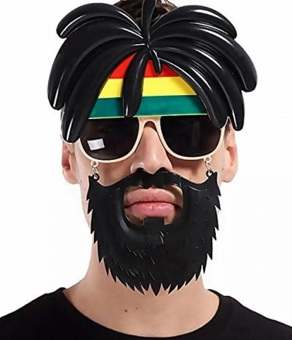 Rasta Peruklu Rasta Sakallı Bob Marley Bıyıklı Parti Gözlüğü 27x18 Cm