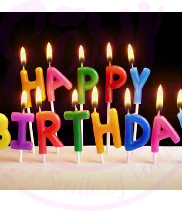 Rengarenk Happy Birthday Yazılabilen Doğum Günü Mumu