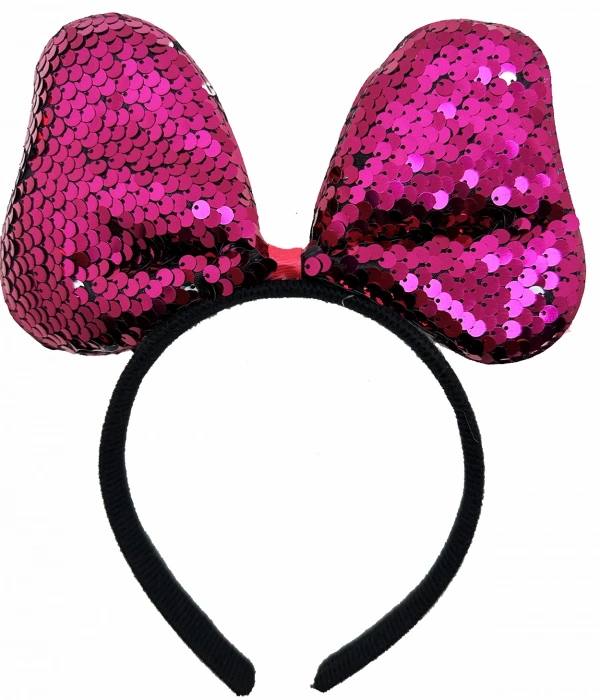 Renk Değiştiren Pullu Payetli Fiyonk Parti Tacı Fuşya Gümüş Renk 20x16 Cm