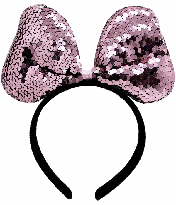 Renk Değiştiren Pullu Payetli Fiyonk Parti Tacı Pembe Gümüş Renk 20x16 Cm