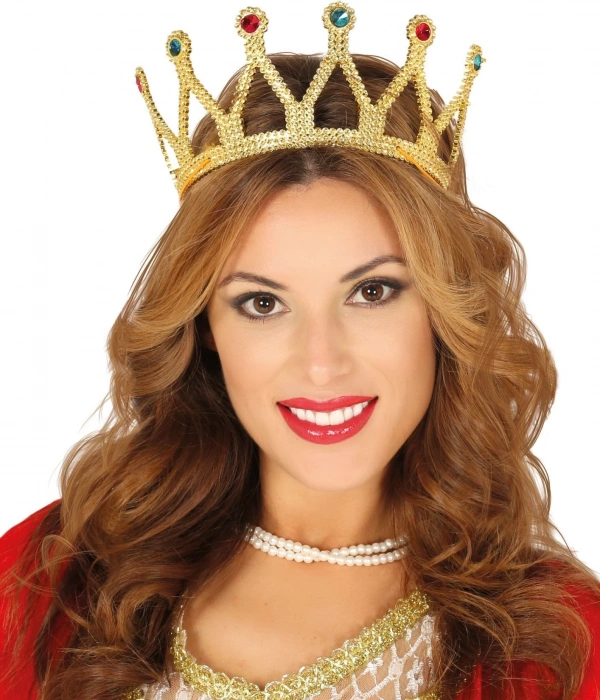 Rönesans Kostümlü Kraliyet Ortaçağ Altın Gold Kraliçe Prenses Tacı
