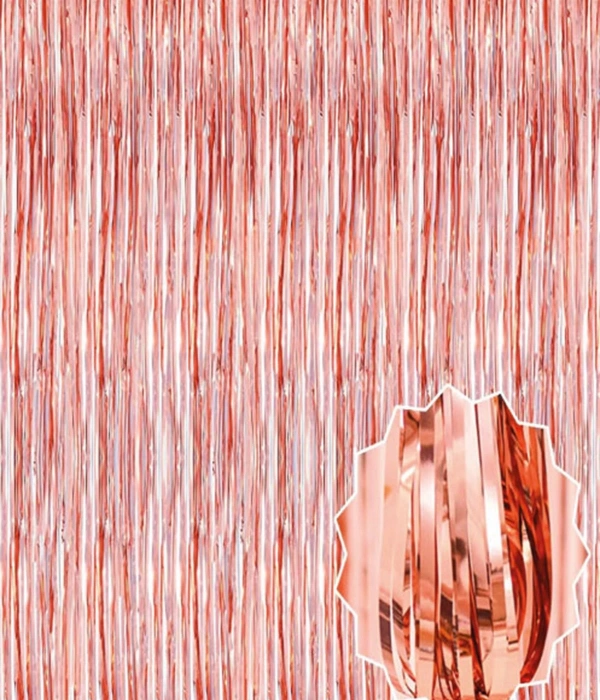 Rose Gold Püsküllü Kapı Perdesi - Parti, Bekarlığa Veda, Doğum Günü 1x2 M