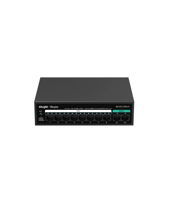 RUİJİE-REYEE RG-ES110FG-P 8XFE+2XGE F.GİGABİT 110W POE SWİTCH