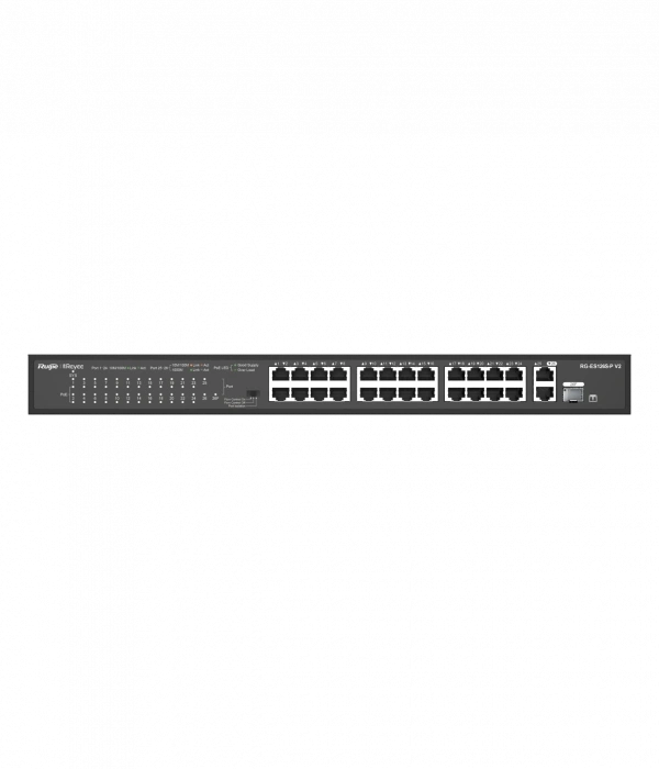 RUİJİE-REYEE RG-ES126S-P V2 24XFE-2XGE/1XGE SFP 370W POE SWİTCH