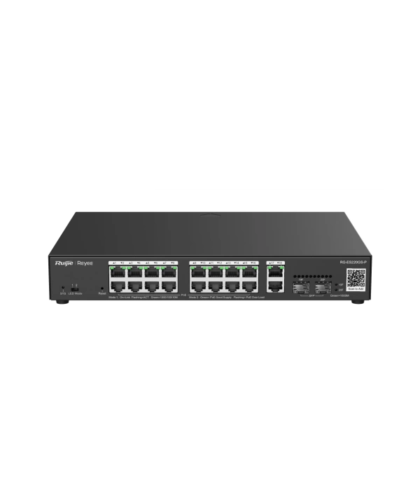 RUİJİE-REYEE RG-ES220GS-P 16XGE-2XGE/SFP-2XGE UPLİNK 250W POE SWİTCH