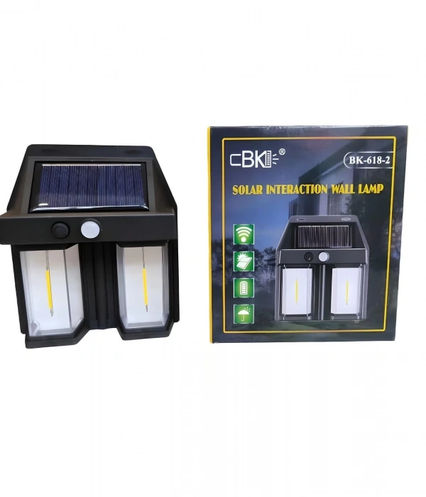 Rustik Ampul İkili Solar Duvar Aplik Güneş Enerjili Hareket Sensörlü