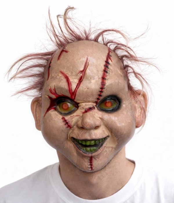 Saçlı Çaki Korku Maskesi – Gerçekçi Dikişli Ve Detaylı Maske