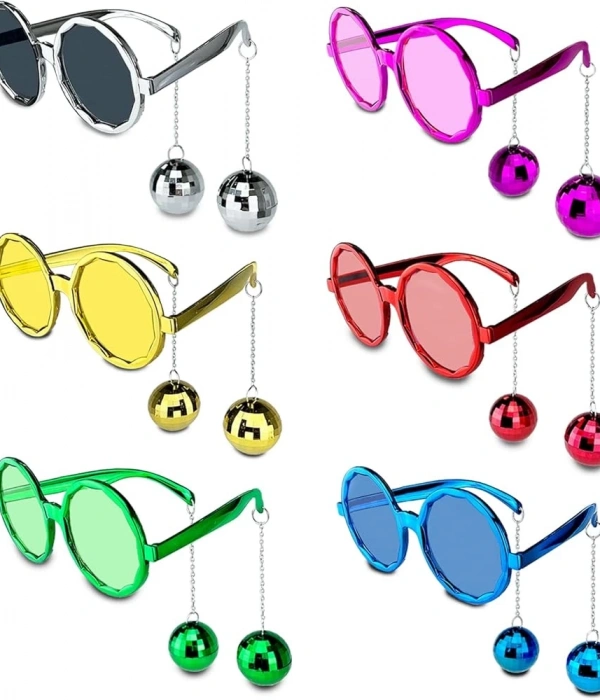 Sallanan Disko Top Küpeli Gözlük Retro Hawaii 5 Renk 6 Adet