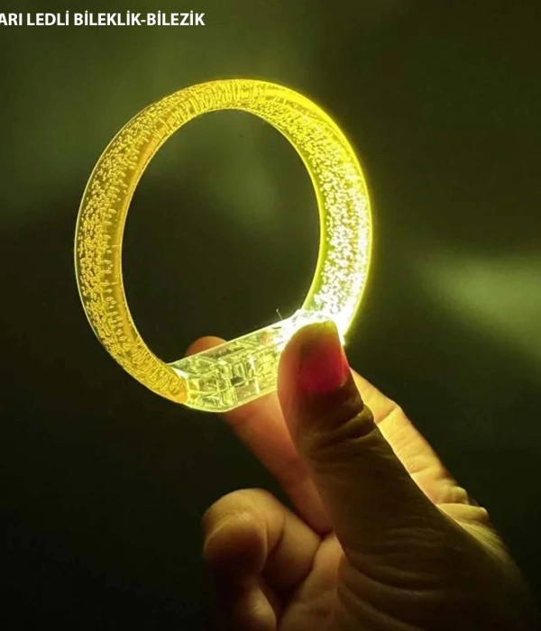 Sarı Led Işıklı Baskı Yapılabilen Pilli Bileklik Bilezik 1,5 Cm Genişlik