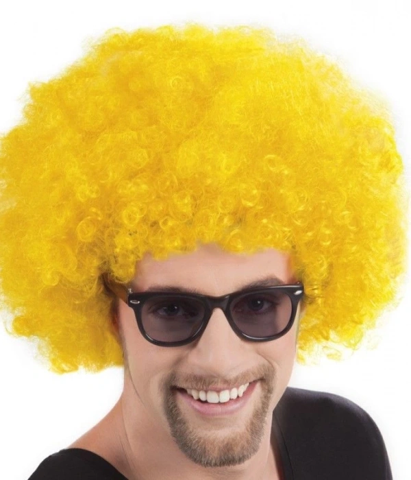 Sarı Renk Kıvırcık Afro Bonus Peruk