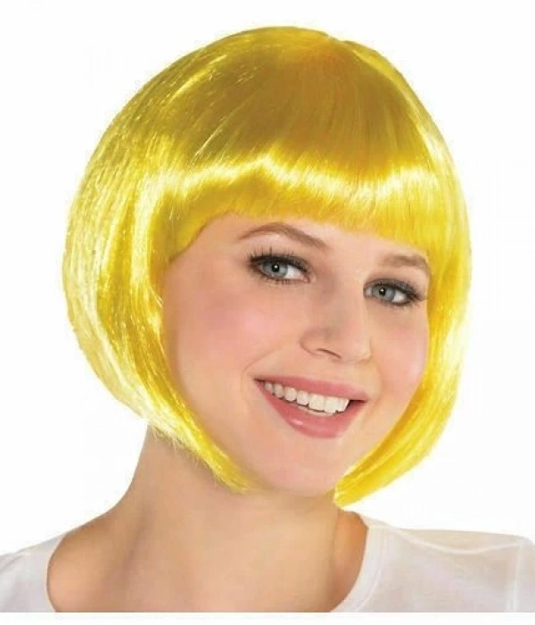 Sarı Renk Parti Peruğu Kısa Küt Saç