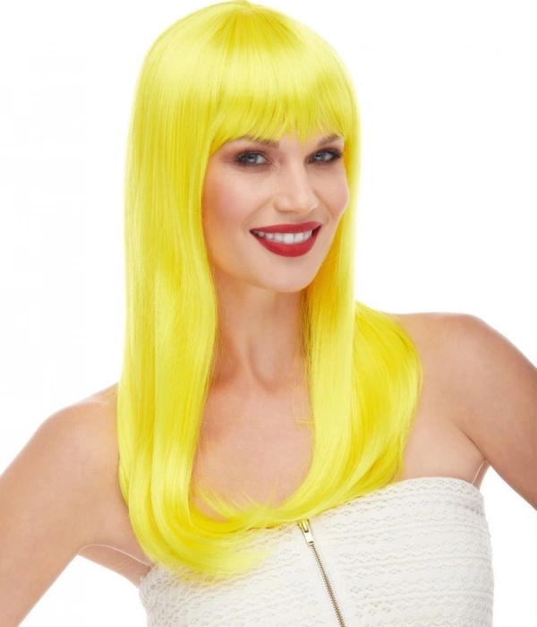 Sarı Renk Uzun Düz Parti Peruğu