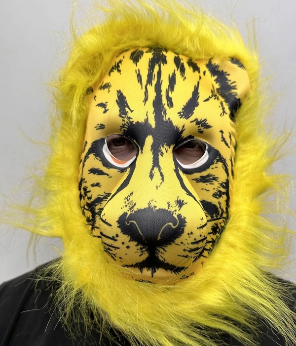 Sarı Yeleli Sarı Saçlı Aslan Maskesi Mega Peluş 2 No
