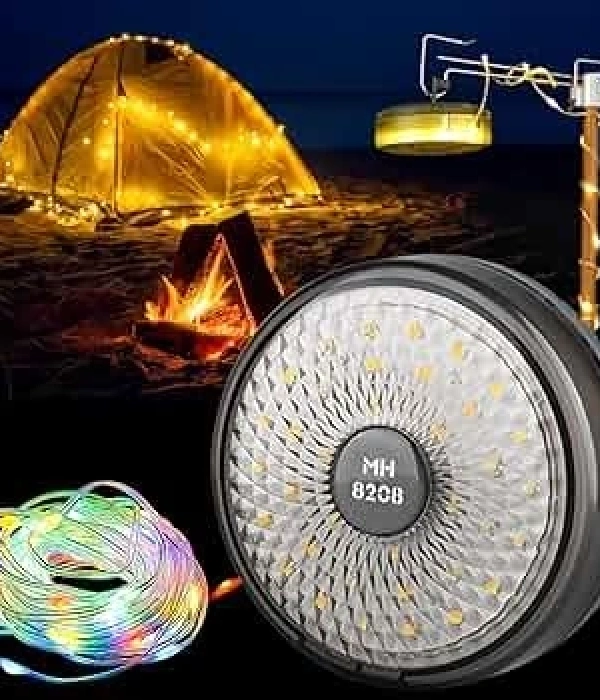 Şarjlı 10 Metre Ledli Şarj Göstergeli 8 Işık Modlu Hareketli Ve Flaşör Modlu Kamp Lambası Led Işık