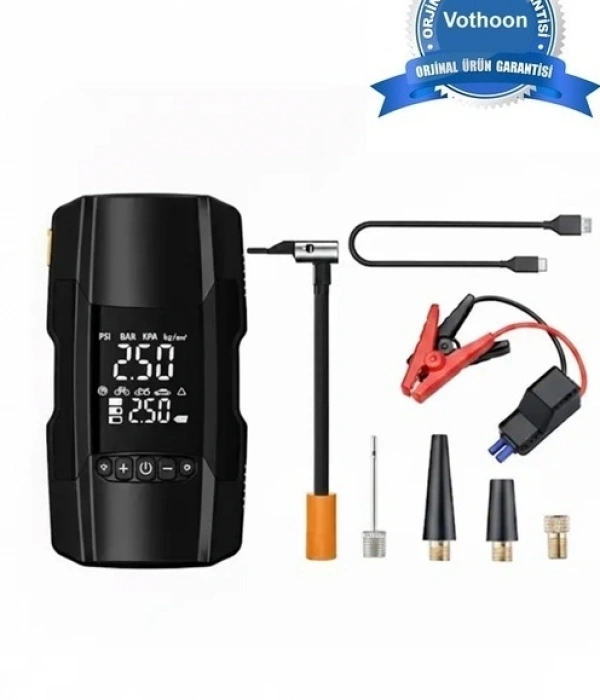 Şarjlı 10.000 Mah Akıllı Dijital Lastik Şişirme Pompası | 150 Psı | 12v Akü Şarj Takviyeli