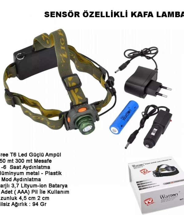 Sensörlü Şarjlı Kafa Lambası  Wt-318