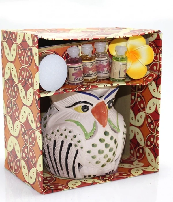 Seramik Baykuşlu Buhurdanlık Seti No:02