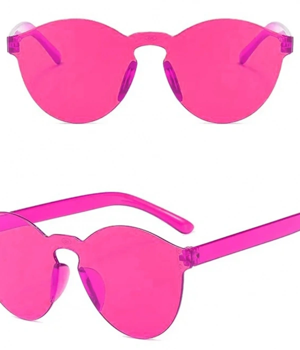 Sert Mika Oval Şekilli Çerçevesiz Fuşya Gözlük Retro Parti 5x14 Cm