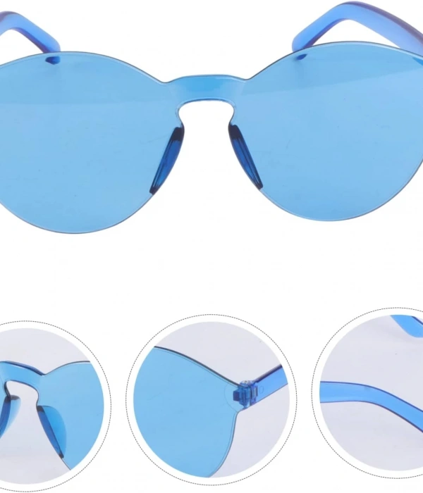 Sert Mika Oval Şekilli Çerçevesiz Mavi Gözlük Retro Parti 5x14 Cm