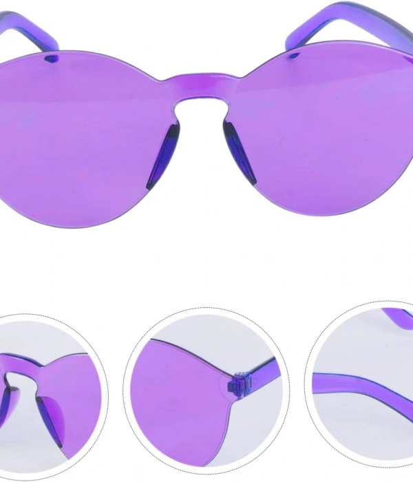 Sert Mika Oval Şekilli Çerçevesiz Mor Gözlük Retro Parti 5x14 Cm