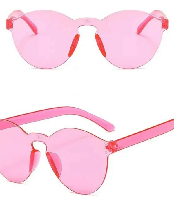 Sert Mika Oval Şekilli Çerçevesiz Pembe Gözlük Retro Parti 5x14 Cm