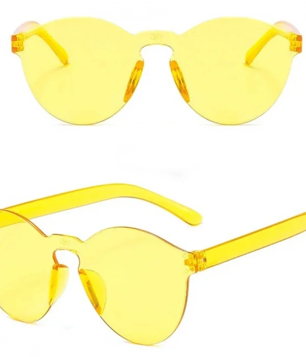 Sert Mika Oval Şekilli Çerçevesiz Sarı Gözlük Retro Parti 5x14 Cm