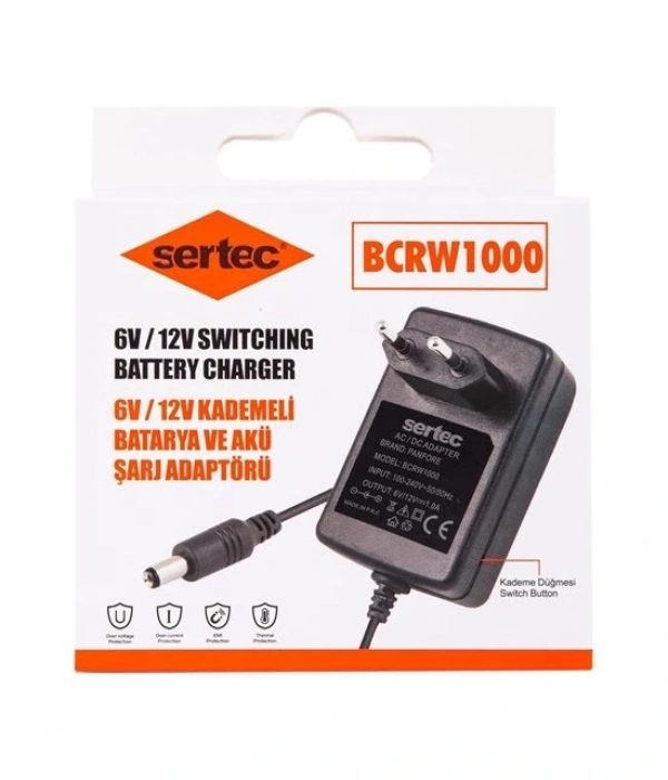 Sertec Bcrw1000 6v/12v 1a Kademeli Batarya Ve Akü Şarj Adaptörü