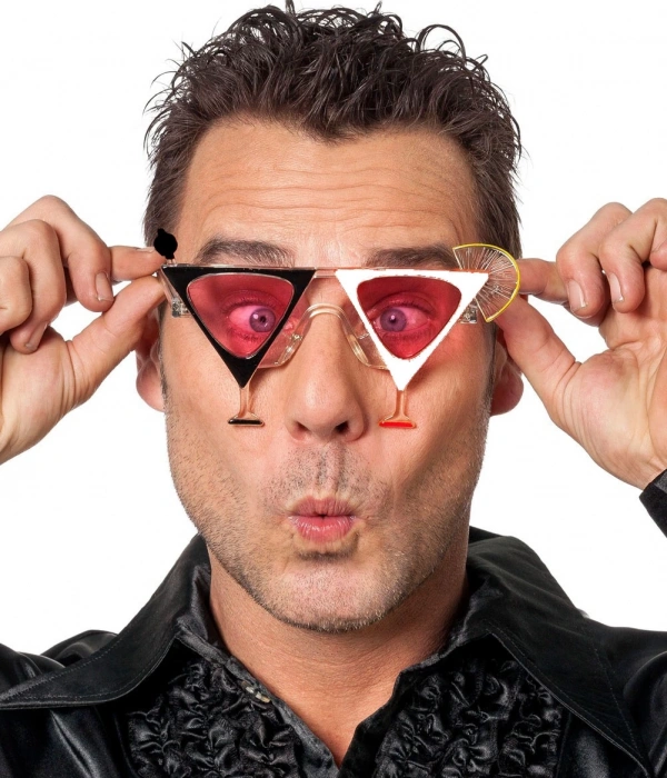 Siyah Beyaz Renk Martini Parti Gözlüğü