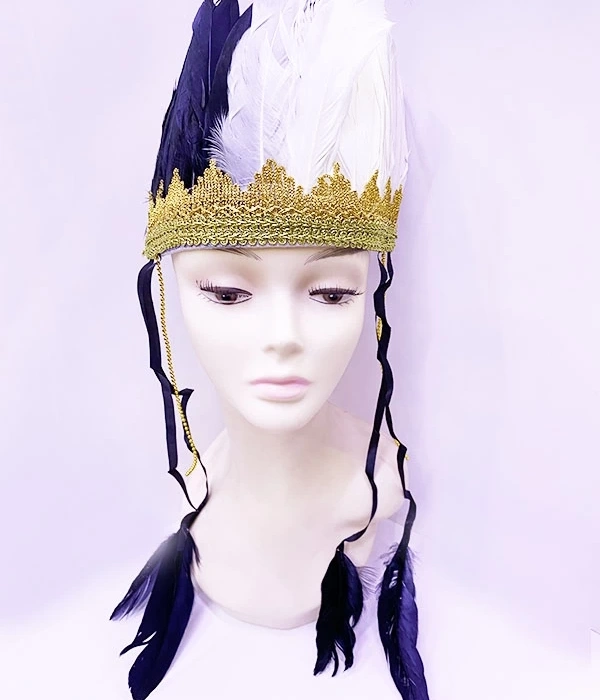 Siyah Beyaz Renk Tüylü Kızılderili Başlığı | Taraftar Başlığı