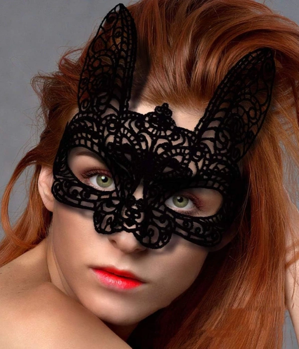 Siyah Renk Dantel Kesim Dantel İşlemeli Balo Parti Maskesi 7 No