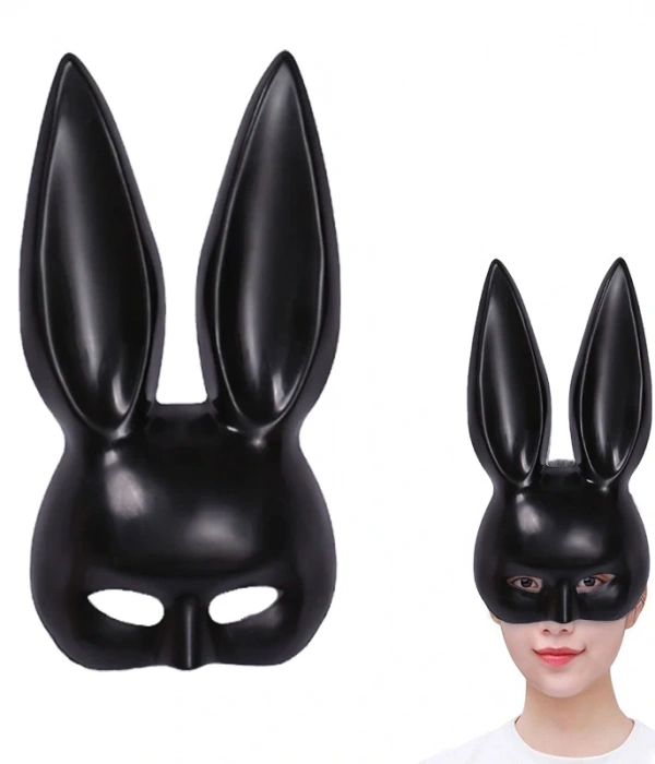 Siyah Renk Ekstra Lüks Uzun Tavşan Maskesi 35x16 Cm