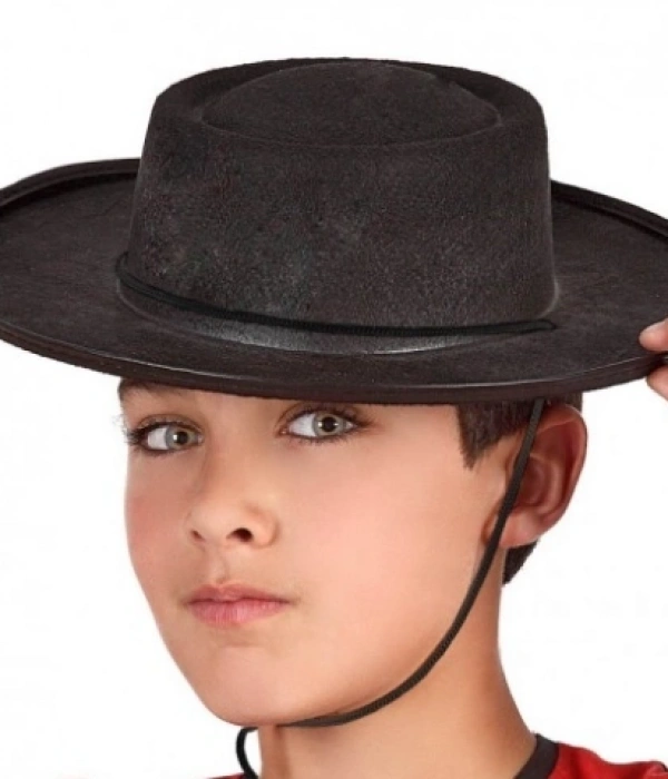 Siyah Renk Keçe Flamenko Şapkası Çocuk Boy