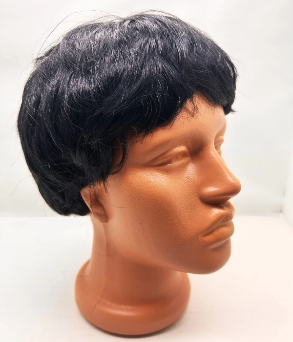 Siyah Renk Kısa Kesim İçi Astarlı Erkek Peruğu