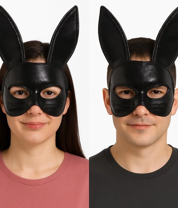 Siyah Renk Kumaş Malzemeden İmal Eva Tavşan Maskesi 19x15 Cm