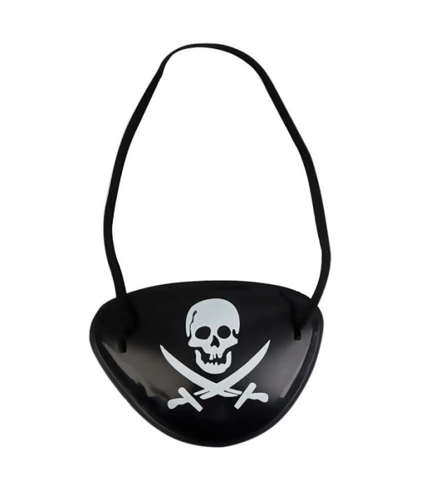 Siyah Renk Kuru Kafa Baskılı Plastik Korsan Göz Maskesi Korsan Göz Bandı