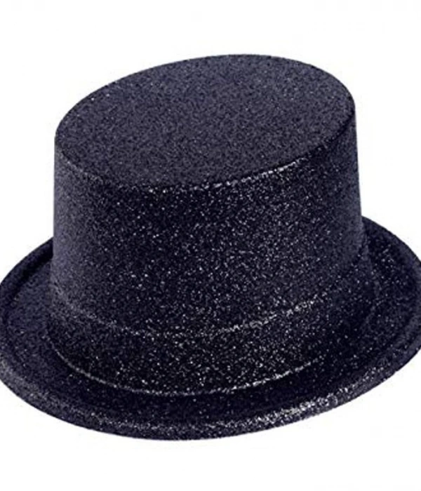 Siyah Renk Uzun Plastik Simli Parti Şapkası