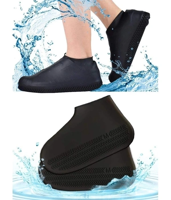 Siyah Silikon Yağmur Koruyucu Ayakkabı Kılıfı Kaymaz Su Kir Geçirmez Large (40-46)