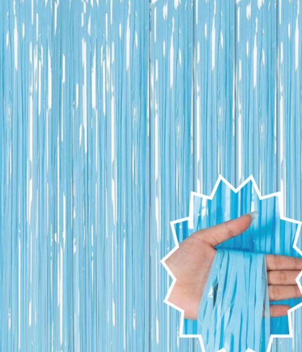 Soft Mavi Püsküllü Kapı Perdesi - Parti, Baby Shower, Sünnet Süsü, Cinsiyet Partisi 1x2 M