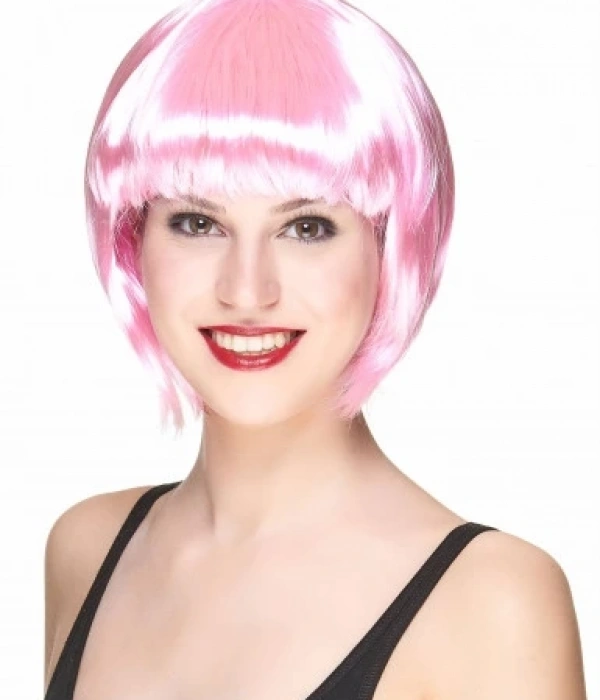 Soft Pembe Renk Parti Peruğu Küt Saç