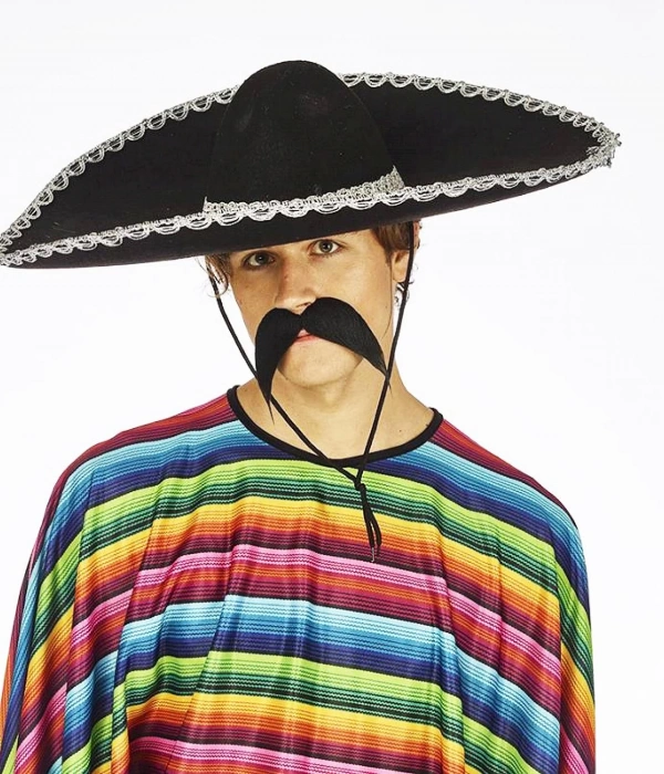 Sombrero Meksika Şapkası Mariachi Gümüş Şeritli Yetişkin Boy