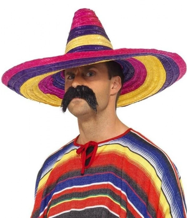 Sombrero Meksika Şapkası Renkli Örme Hasır Yetişkin Boy