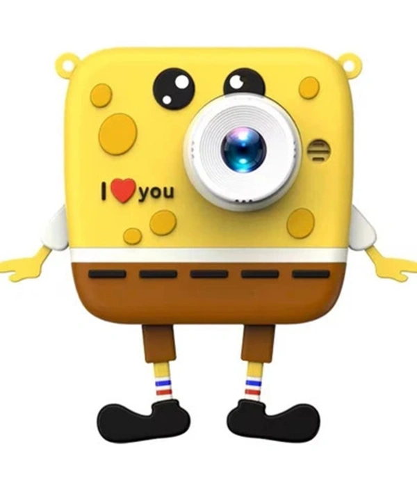 Sünger Bob Tasarımlı Yeni Nesil Çocuk Dijital Mini Fotoğraf Makinesi Çift Kamera
