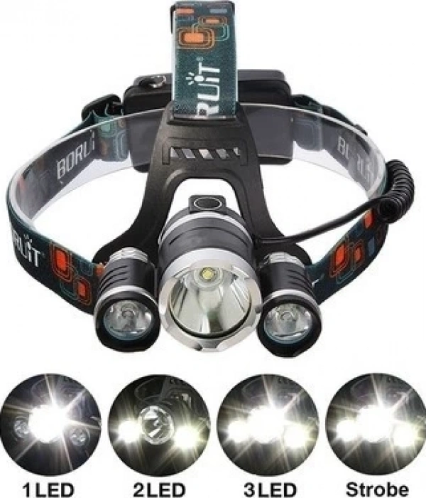 T6 Kafa Feneri 5000 Lumens 3xcree Xm-t6+2r5 Lamba Led Kamp Lambası