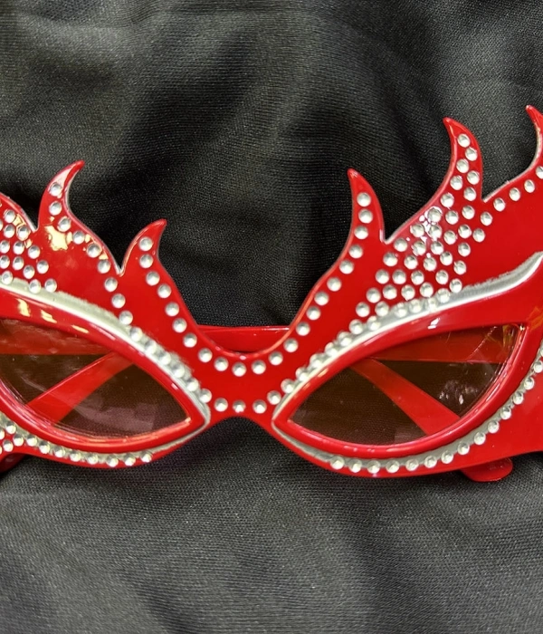 Taşlı Göz Kamaştıran Gecenin Yıldızı Kırmızı Parti Alev Gözlük