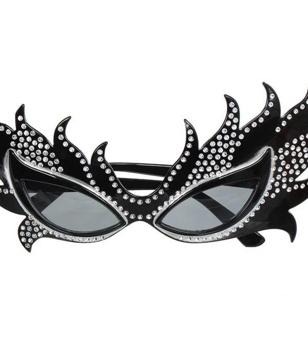 Taşlı Göz Kamaştıran Gecenin Yıldızı Siyah Parti Alev Gözlük