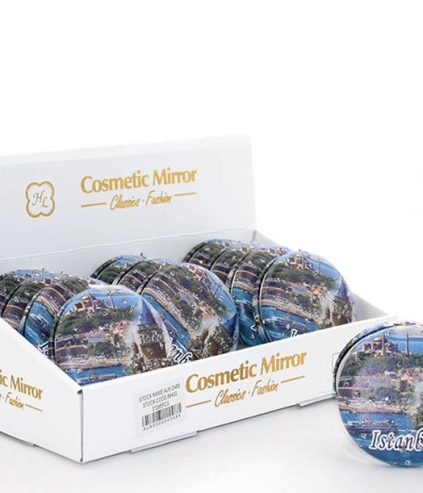 Taşlı İstanbul Tasarımı El Aynası Kalın Alk2488