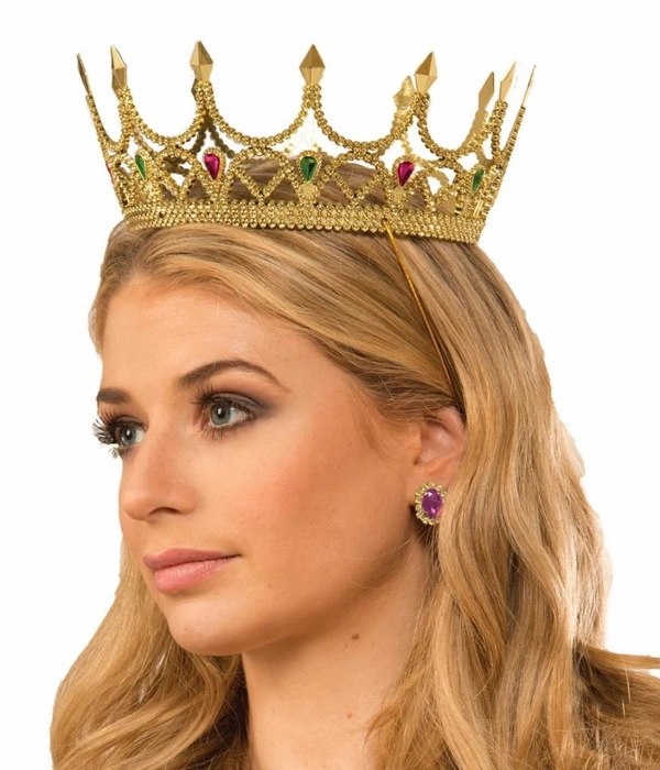 Taşlı Rönesans Kostümlü Kraliyet Ortaçağ Altın Kraliçe Prenses Tacı