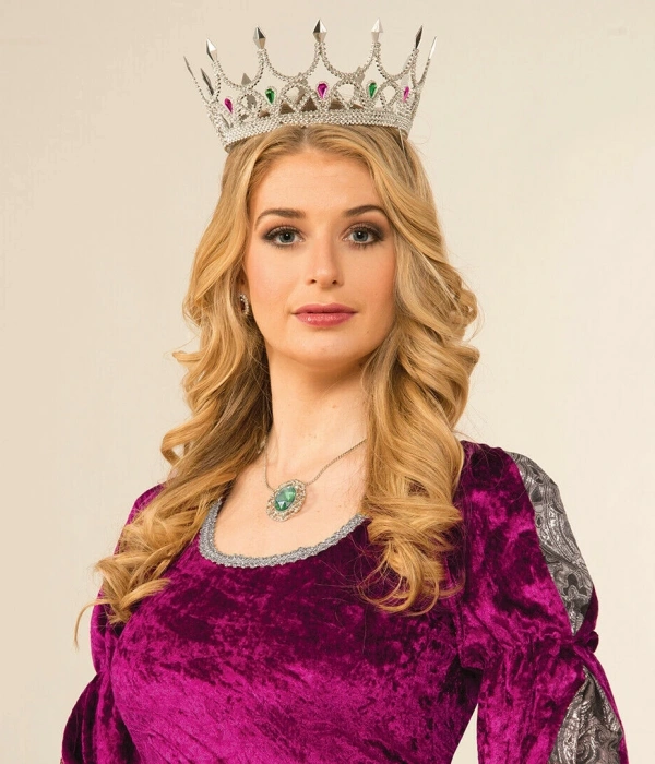 Taşlı Rönesans Kostümlü Kraliyet Ortaçağ Gümüş Kraliçe Prenses Tacı